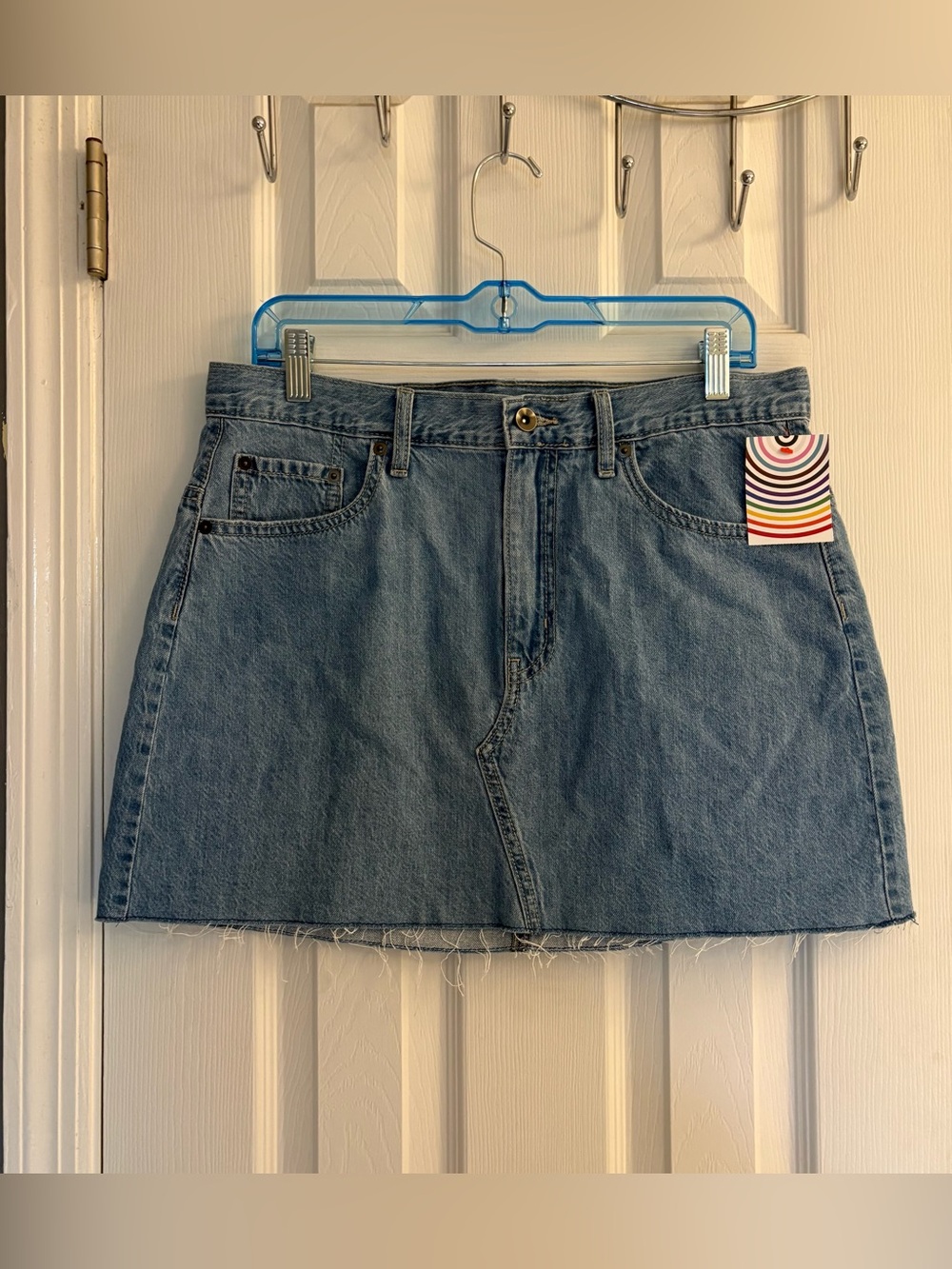 Pride Rainbow Denim Jean Skirt Size Medium New With Tags.